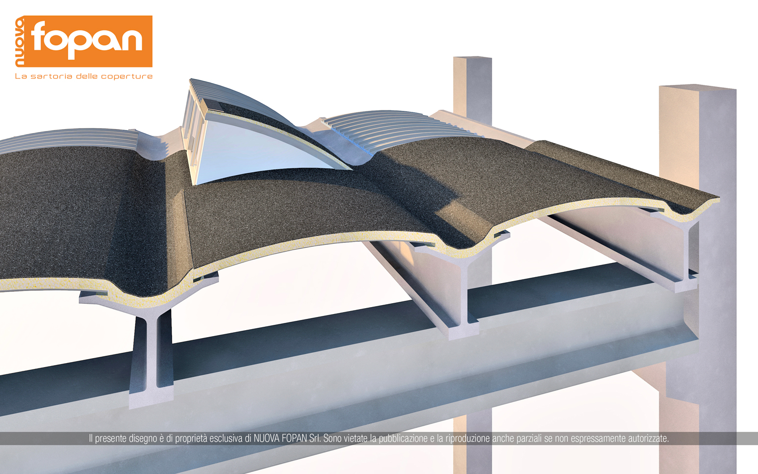Dettaglio 12 Pannelli Coibentati Con Guaina Impermeabilizzante Per Isolamento Coperture Capannoni Industriali Nuova Fopan